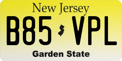 NJ license plate B85VPL