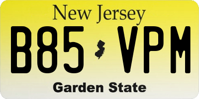 NJ license plate B85VPM