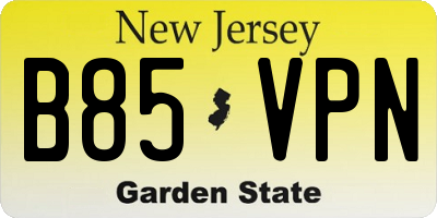 NJ license plate B85VPN