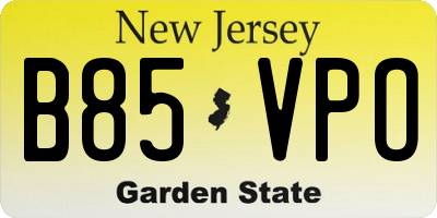NJ license plate B85VPO