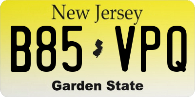NJ license plate B85VPQ