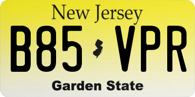 NJ license plate B85VPR