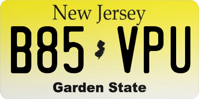 NJ license plate B85VPU