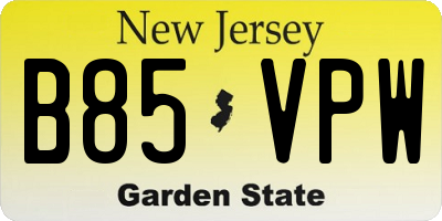 NJ license plate B85VPW