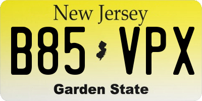 NJ license plate B85VPX