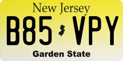 NJ license plate B85VPY