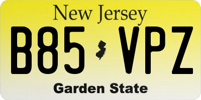 NJ license plate B85VPZ