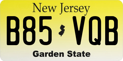 NJ license plate B85VQB