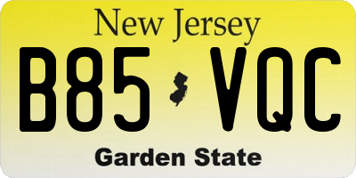 NJ license plate B85VQC