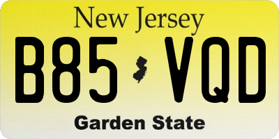 NJ license plate B85VQD