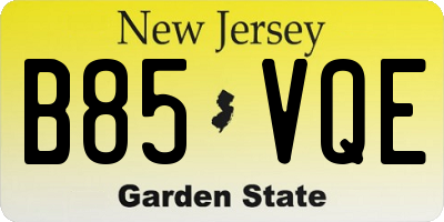 NJ license plate B85VQE
