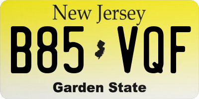 NJ license plate B85VQF