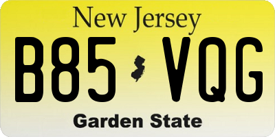 NJ license plate B85VQG