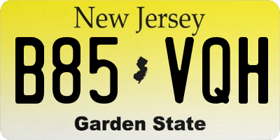 NJ license plate B85VQH
