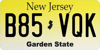 NJ license plate B85VQK
