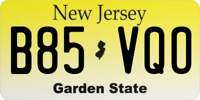 NJ license plate B85VQO
