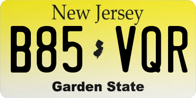 NJ license plate B85VQR