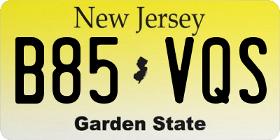 NJ license plate B85VQS