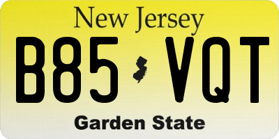 NJ license plate B85VQT