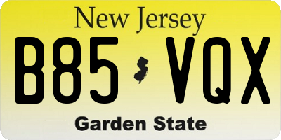 NJ license plate B85VQX