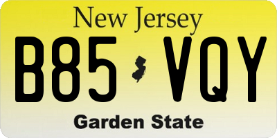 NJ license plate B85VQY
