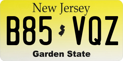 NJ license plate B85VQZ