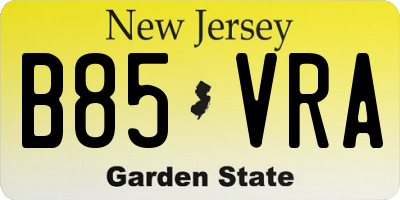 NJ license plate B85VRA
