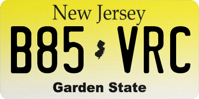 NJ license plate B85VRC