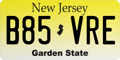 NJ license plate B85VRE