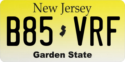 NJ license plate B85VRF