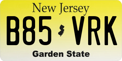 NJ license plate B85VRK