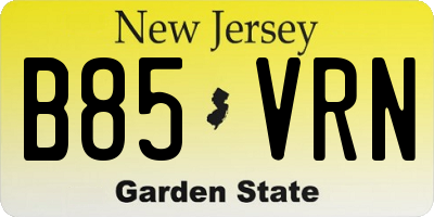 NJ license plate B85VRN