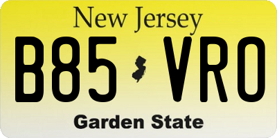 NJ license plate B85VRO