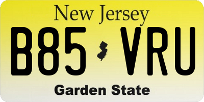 NJ license plate B85VRU