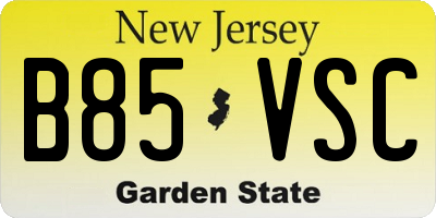 NJ license plate B85VSC