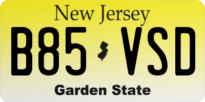NJ license plate B85VSD