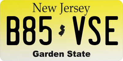 NJ license plate B85VSE