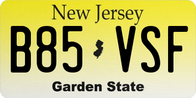 NJ license plate B85VSF