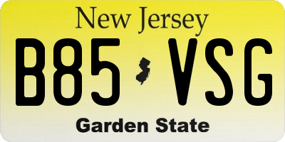 NJ license plate B85VSG