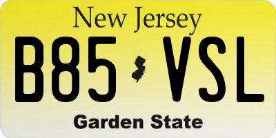 NJ license plate B85VSL