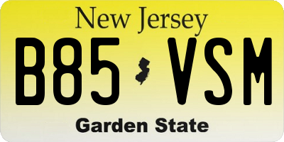 NJ license plate B85VSM