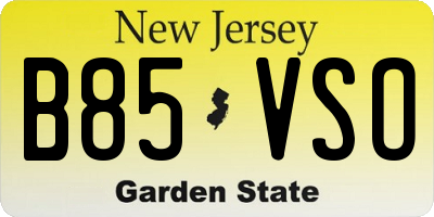 NJ license plate B85VSO