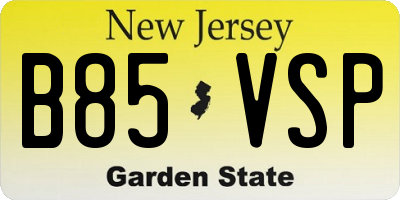 NJ license plate B85VSP