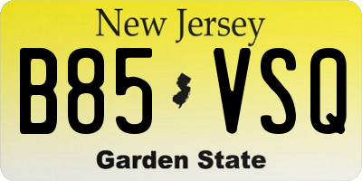 NJ license plate B85VSQ