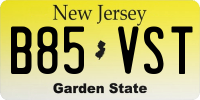 NJ license plate B85VST