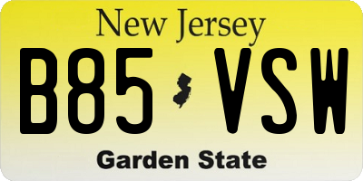 NJ license plate B85VSW
