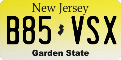NJ license plate B85VSX