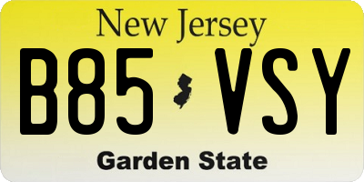 NJ license plate B85VSY