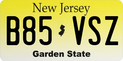 NJ license plate B85VSZ