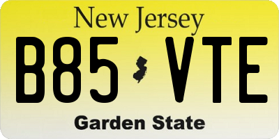 NJ license plate B85VTE